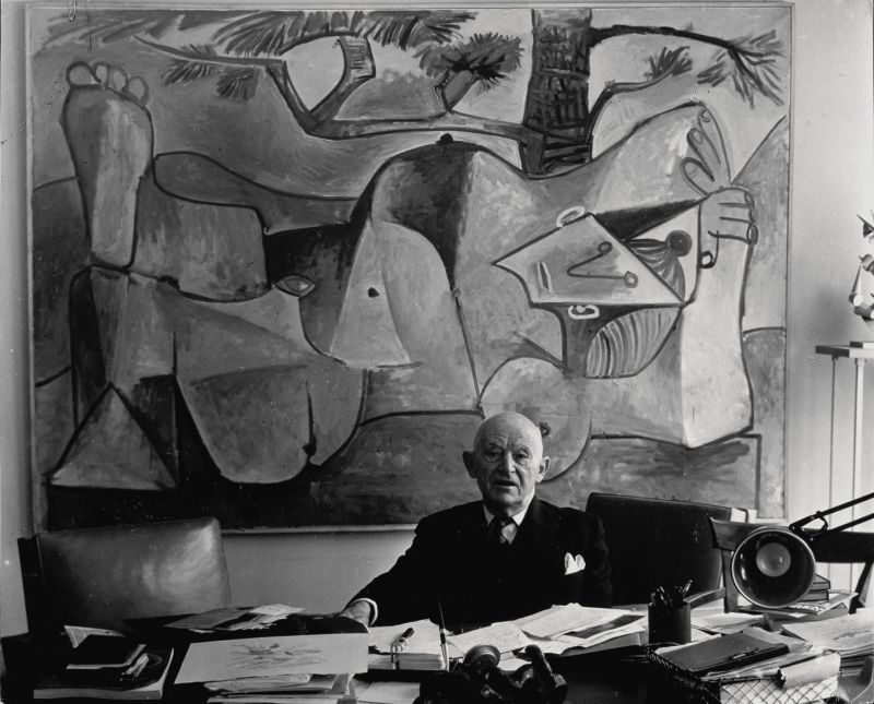 Kahnweiler in his office on rue Monceau, before a painting by Picasso, 1962