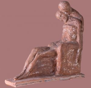 86657 - Pietá, terracota, 30x29x8cm, década 1940