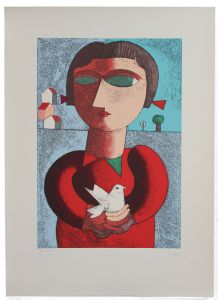 Inos Corradin - Menina com p�ssaro